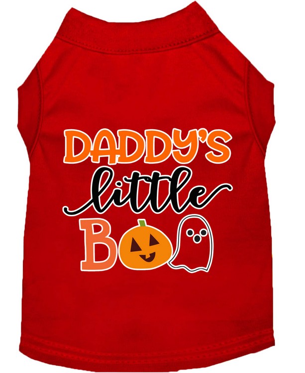 Daddy's Little Boo Screen Print Dog Shirt Red Med